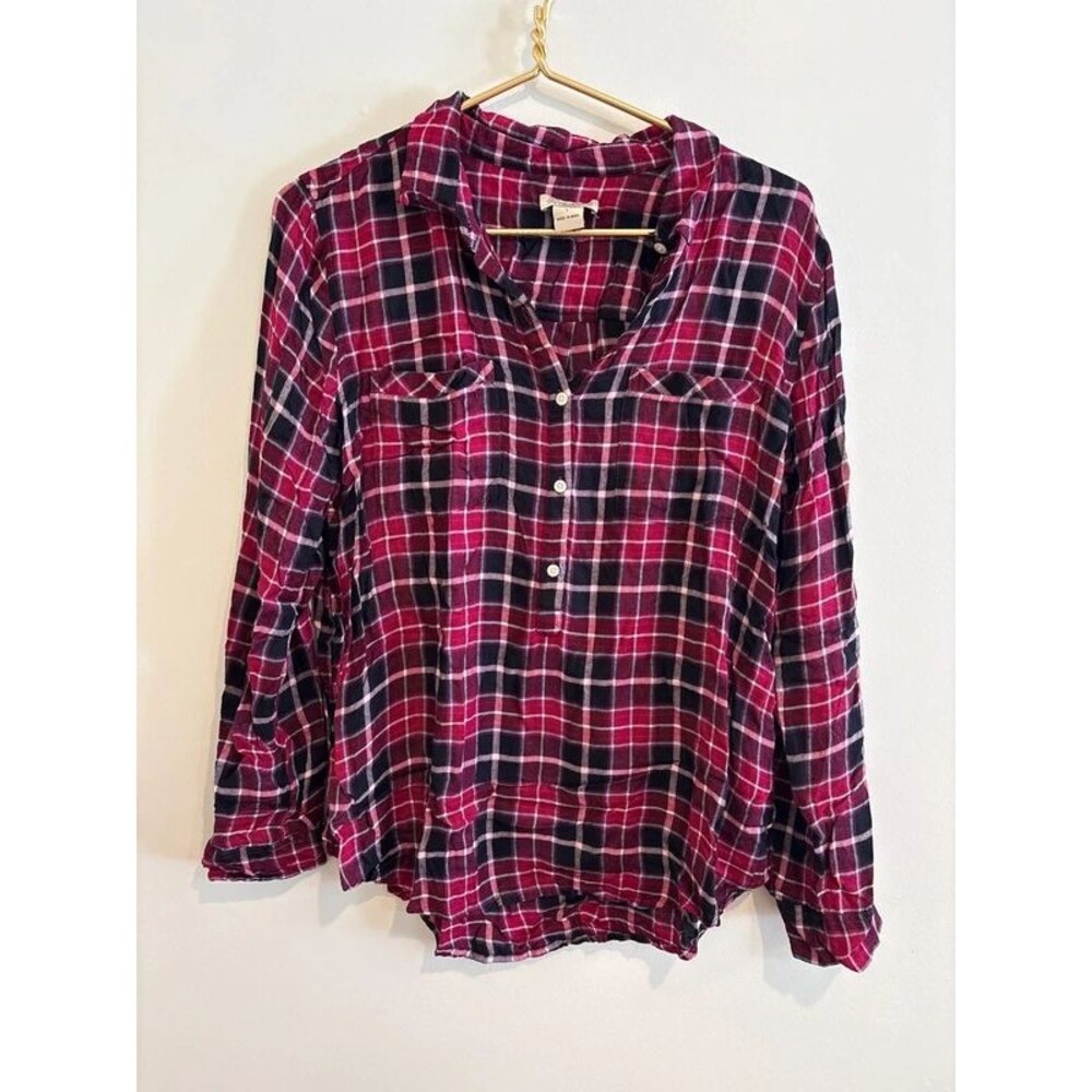 Lucky Brand Plaid Button Down Top Size Large